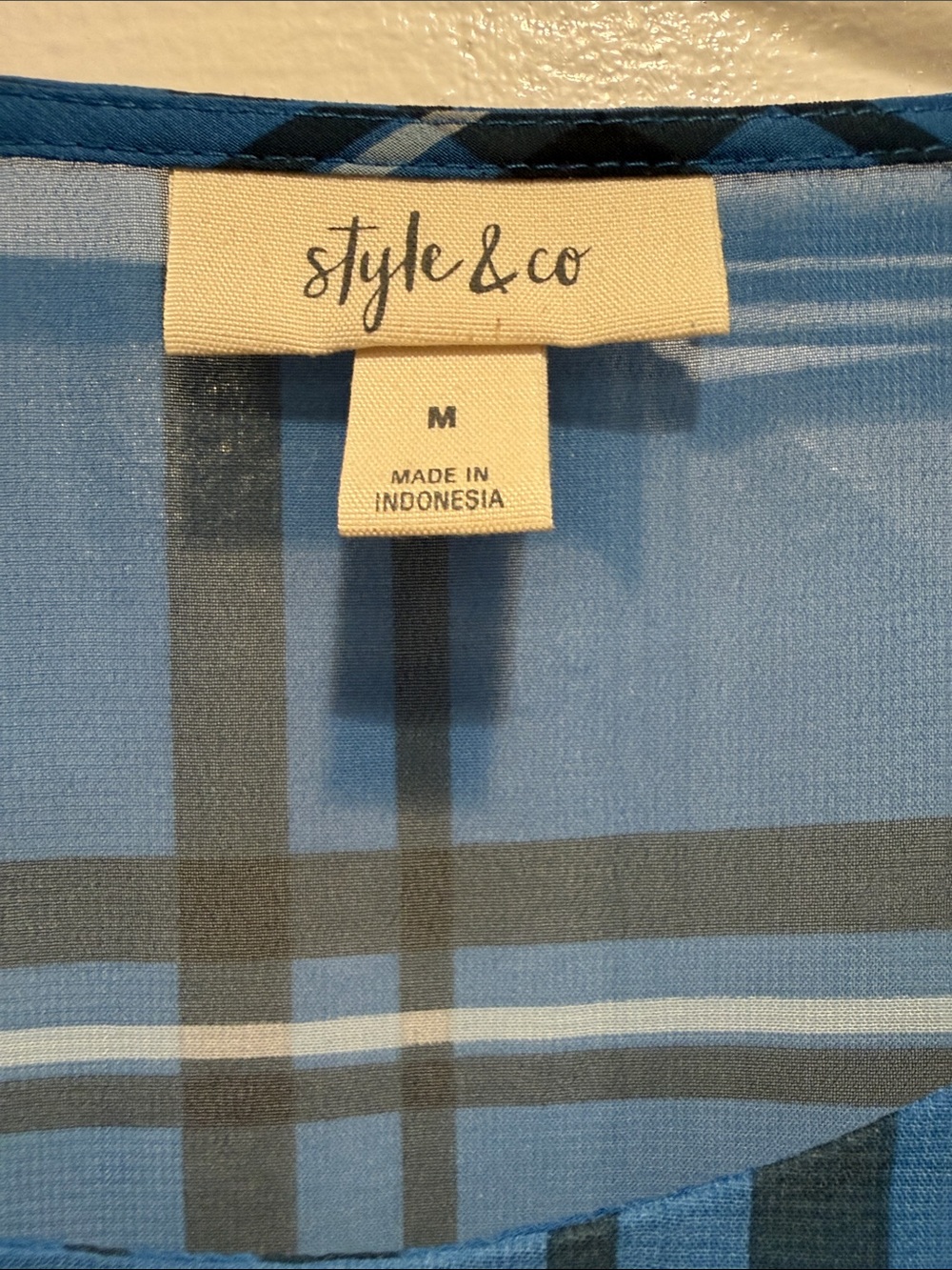 Style & Co. Blue Plaid Scoop Neck Tunic - Picture 2 of 3